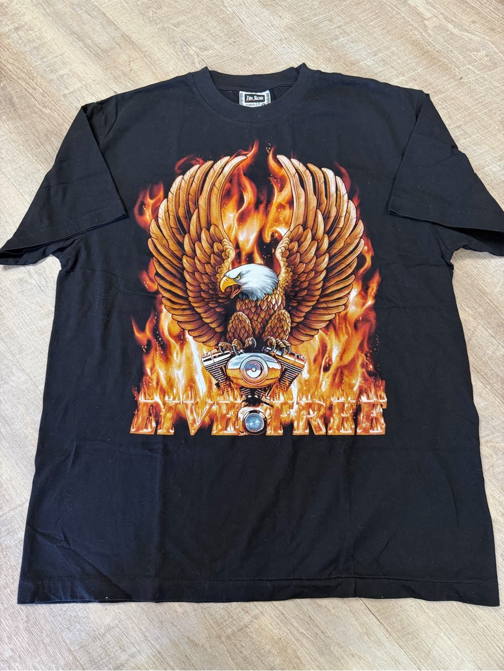 Black Eagle Flame Graphic Tee - Live Free